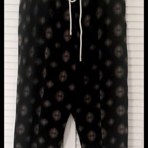 New Y2K Lucky brand sweatpants tattoo floral wide leg boho hippie Black grey tan